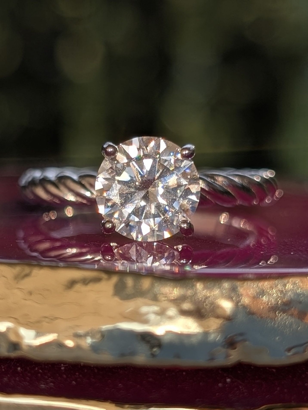 2CT Tested Moissanite Twist Band Engagement Ring in 925 Sterling Silver Size 9